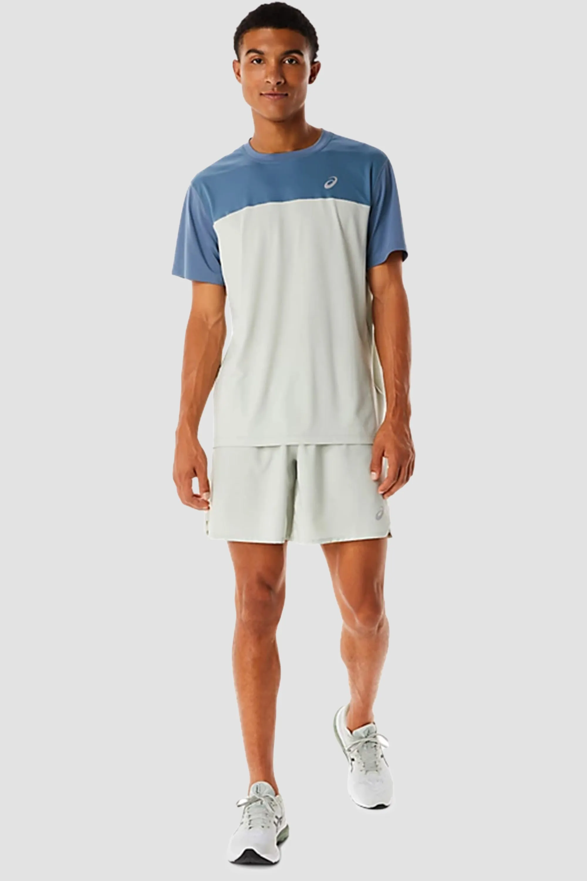 ASICS Men's Race SS Top in Steel Blue/Light Sage