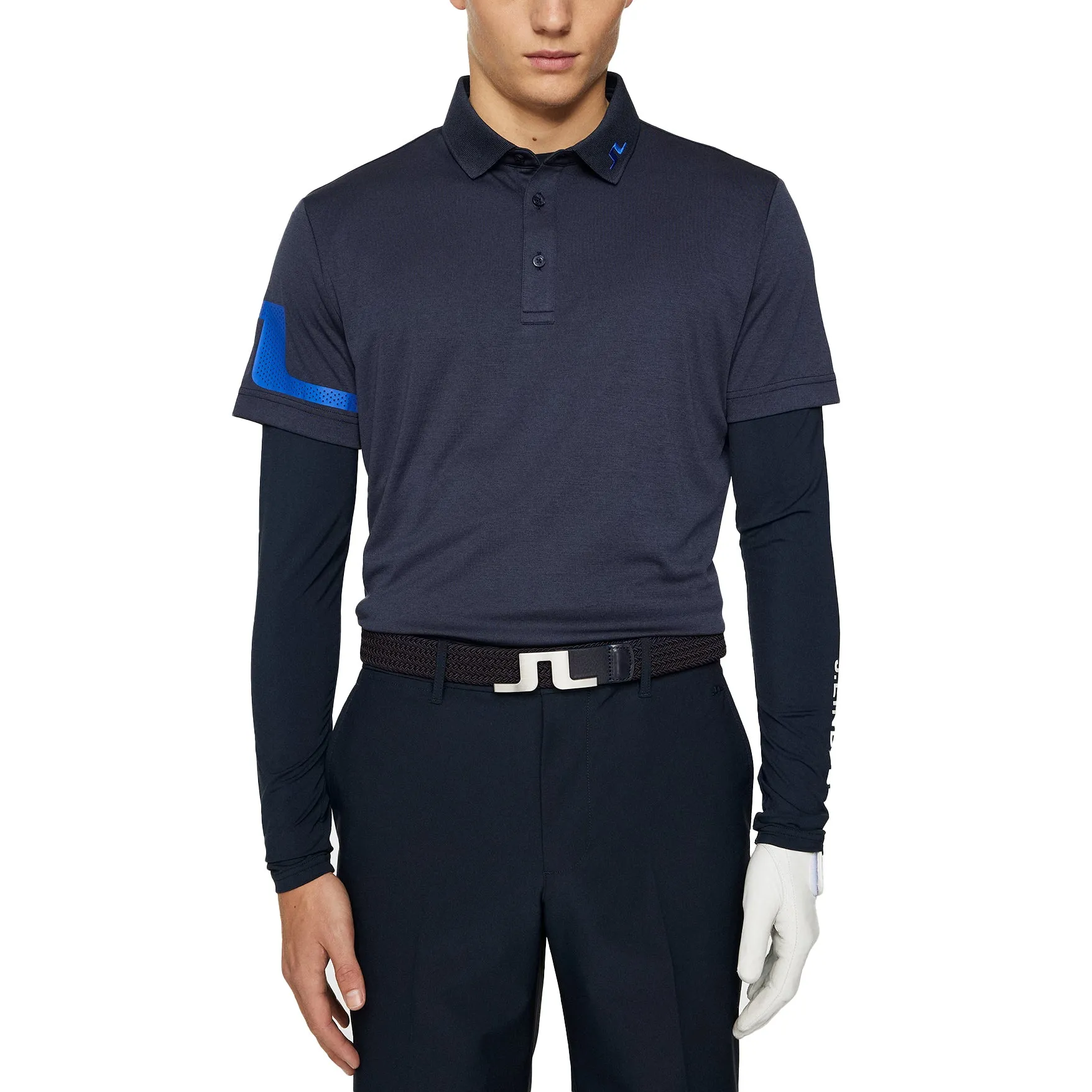 J.Lindeberg Heath Regular Fit Golf Shirt - Navy Melange