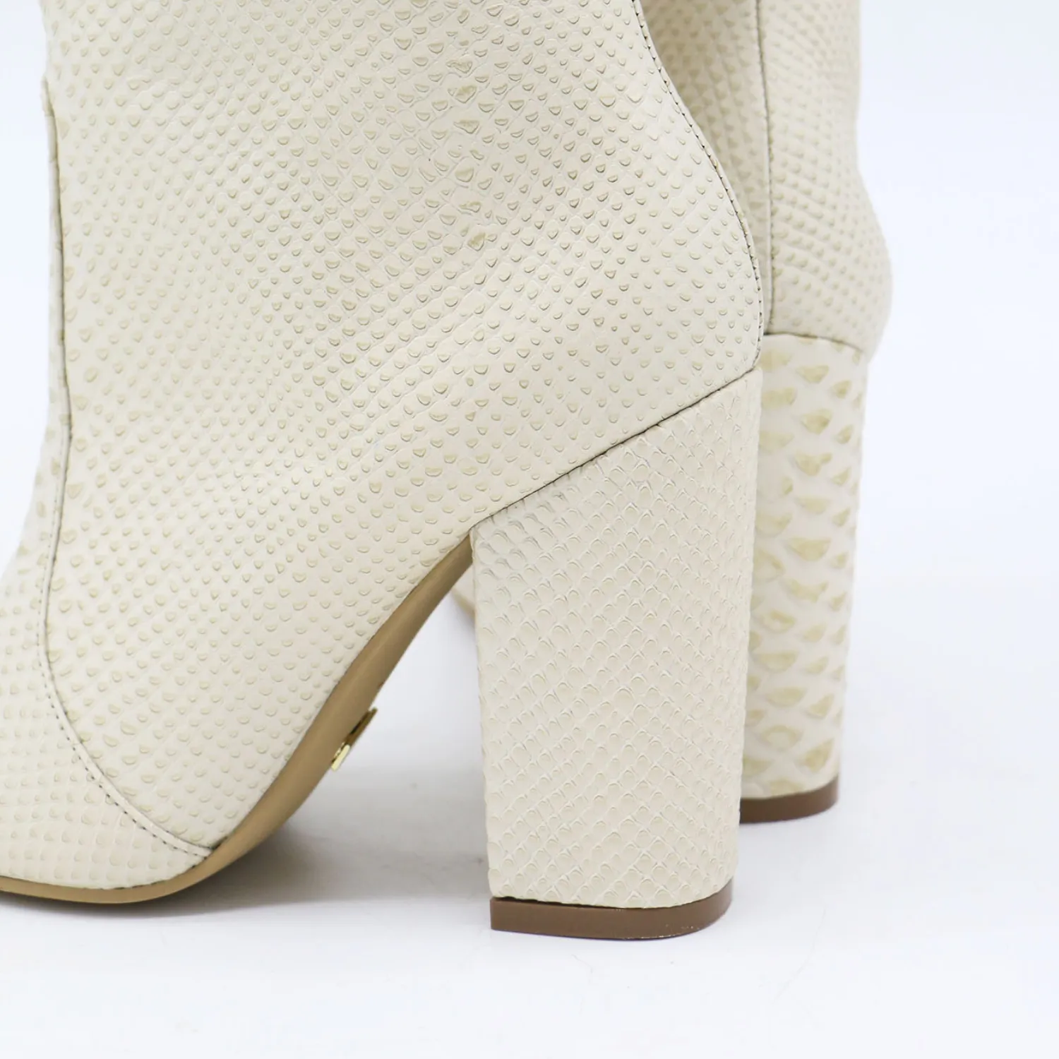 Louve knee high boots in off white leather womens shoes