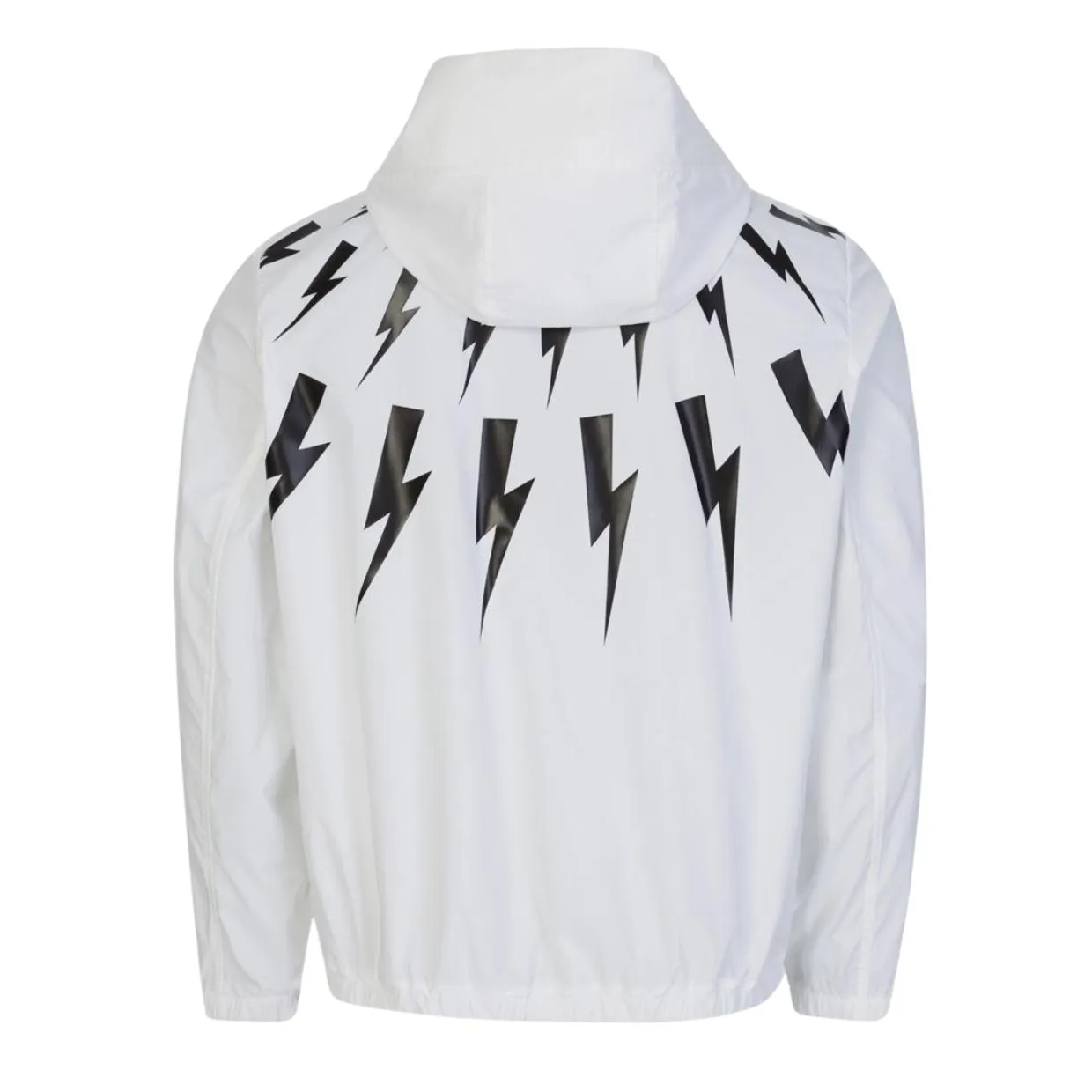 Neil Barrett Thunderbolt White Hooded Windbreaker Jacket