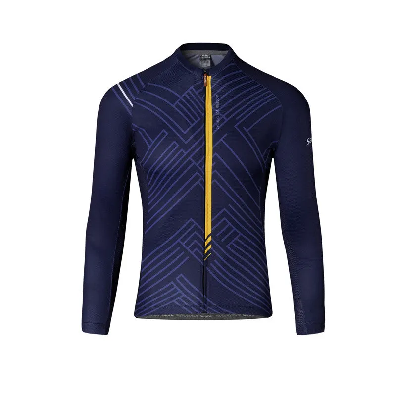 Santic Light Stripe Navy Men’s Cycling Jersey Long Sleeve